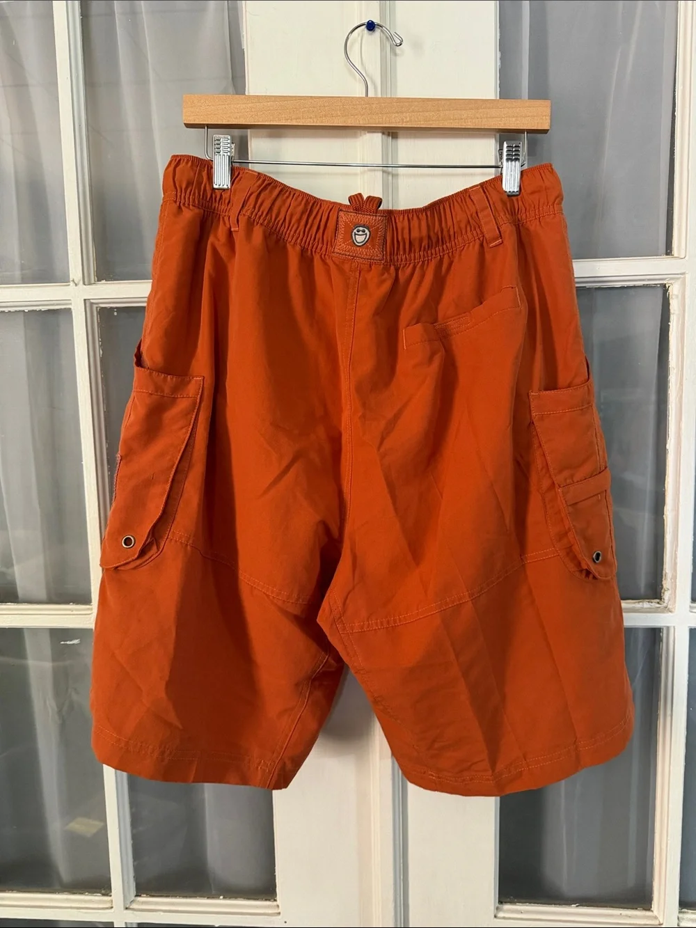 Life Is Good Men’s Bright Orange Cargo Swimsuit Bathing Suit Size Large